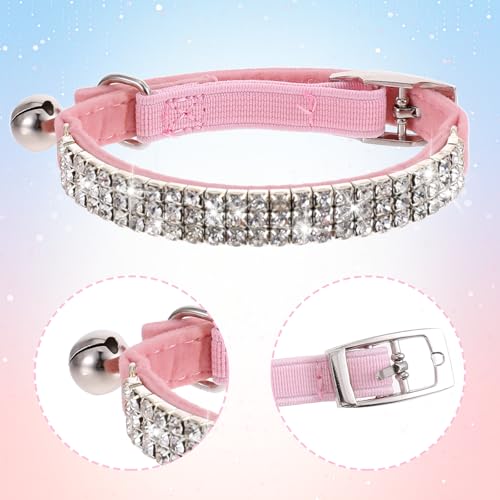 Rosa Strasssteine Welpenhalsbänder Strass Hundehalsband, Glitzer Kristall Steine MäDchen Halsband Kleine Hunde Klein Katze Einstellbar Soft Kitten Hundehalsband mit Strasssteinen besetzt für Haustiere
