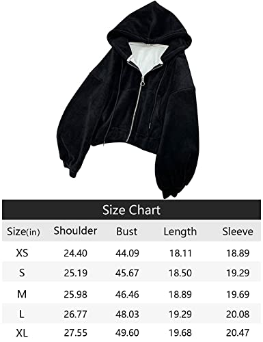 Arssm Women's Casual Long Sleeve Fleece Cropped Jacket Full Zip Hoodie Sweatshirt(Black-M) #TOP6