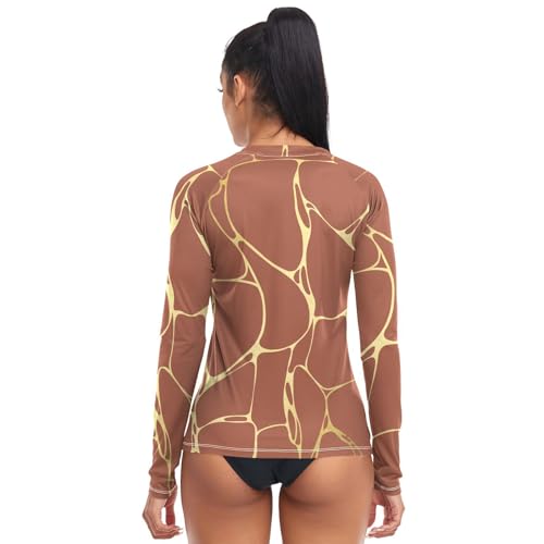 Athletic Shirts UPF 50+ Protection Women Sweatshirt Hiking Outdoor Gold Marble Vintage Texture2