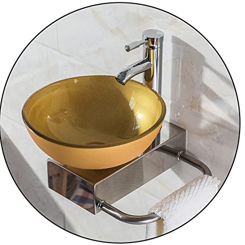 ZQFHSX Lavabo de Cristal Templado - Juego de Lavabo artístico de Pared