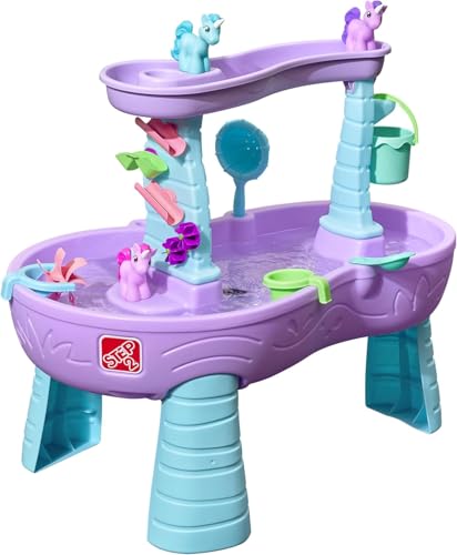 Step2 Rain Showers and Unicorns Water Table, Kids Water and Sand Activity Sensory Playset, Summer...
