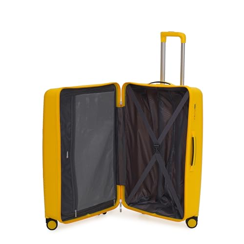 Image of SWISS MILITARY Maze 20-Inch Hard Top Peach Luggage Trolley Bag Durable Polypropylene Body TSA Lock Body-Coloured 360 Degree Rotating 8 Wheels Lightweight Stylish Travel Suitcase