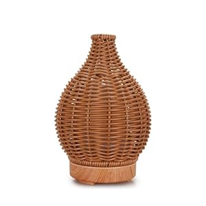 Boho Essential Oil Diffuser for Home Rattan Weaving with Remote Control, 100mL 7 Changing Color Lights Ultrasonic Aroma Humidifier, Noiseless Auto-Off Sleep Mode for Bedroom Office Workout