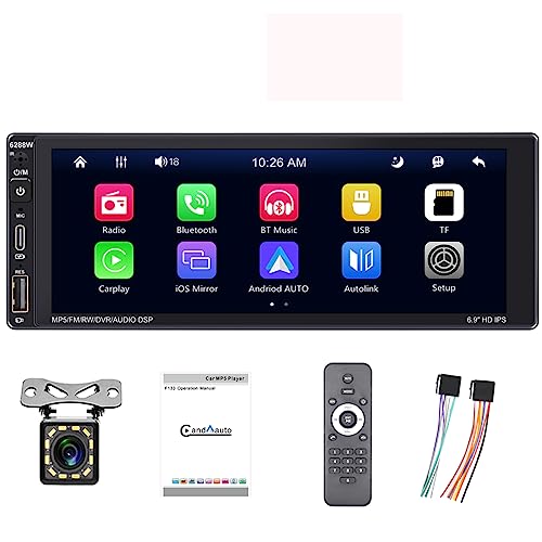 シングルDin車載ステレオ無線Apple CarplayとAndroid Auto、12 LEDカメラ付き、6.9インチ車載マルチメディアMP 5プレーヤータッチパネル車載ラジオ、Bluetooth付き、Type-C充電、ミラーリンク/SWC/FM/AM/RDS/AUX シングルDin車載ステレオ無線Apple CarplayとAndroid Auto、12 LEDカメラ付き、6.9インチ車載マルチメディアMP 5プレーヤータッチパネル車載ラジオ、Bluetooth付き、Type-C充電、ミラーリンク/SWC/FM/AM/RDS/AUX