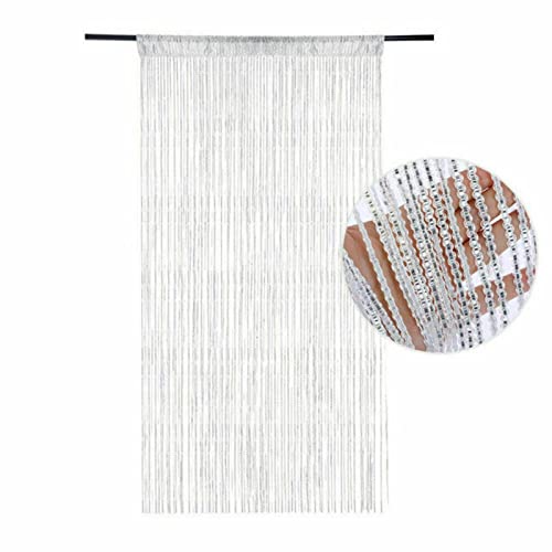 Aibyks Rideaux De Ficelle Perlée - Rideau De Porte Ficelle De Perle | Rideau De Porte Décoratif | 100x200 Cm Cristal Perlé Rideau Tassel Room Divide Rideau pour Panneau Mural Fenêtre Maison Patio