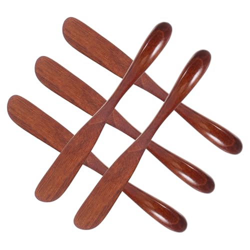 NAMOARLY 5pcs Wooden Butter Spreader Knife Set Cheese Jam Spreader Bread Knife Spatula for Nonstick Cookware