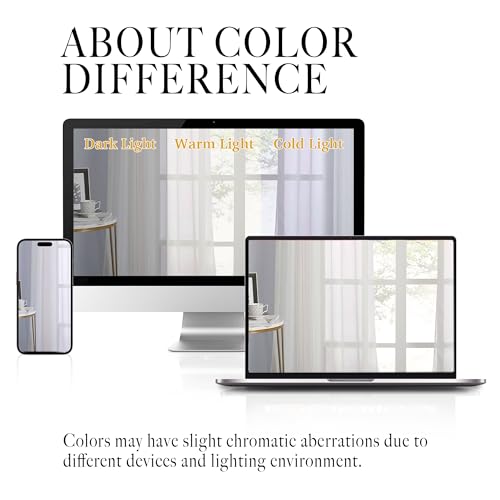 Image of NICETOWN Patio Door Sheer Curtains 96 inch Length, Ring Top Voile Textured Airy Sheer Curtains and Drapes Elegant for Bedroom /Living Room Home Decor, Beige, 54 inch Wide, 2 Panels
