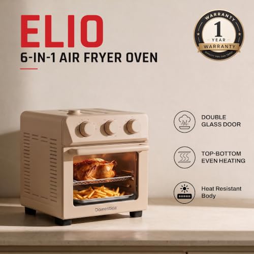Image of Domestica Elio Air Fryer Oven, 6 in 1 Compact Oven with 12L, 1400 W, Clay