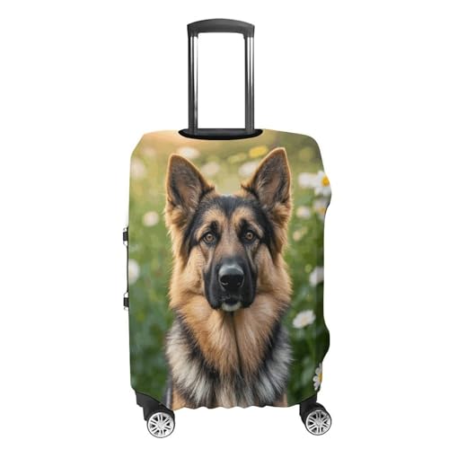 Cute Pet German Shepherd Dog Luggage Cover, Elastic Luggage Protector Fits 19-32in Suitcases, Washable & Anti-Scratch Suitcase Cover for Men Women M4