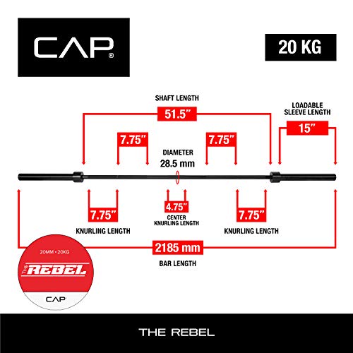 Image of Cap Pro Series 7FT Olympic Barbell, Weightlifting Bar for Strength Training