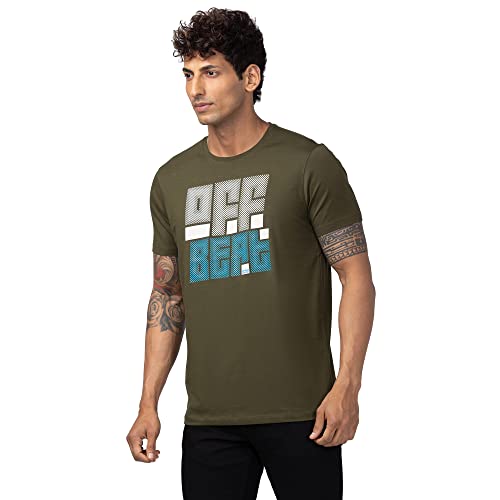 Image of Spykar Round Neck Half Sleeves Cotton Blend Slim Fit T-Shirt for Men
