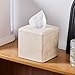 Natural Travertine Tissue Box Cover – Modern Resin Cube Holder for Bathroom, Bedroom, Office – Decorative Square Tissue Box for Countertop, Nightstand, Vanity & Desk – Heavy&Sturdy