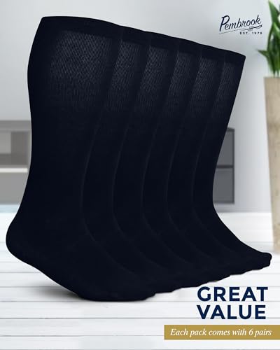 Image of Pembrook Light Compression Socks for Men - 6 Pairs | 8-15 mmHg Navy Compression Socks | Mens Compression Sock for Circulation Support | Light Compression Sock Men