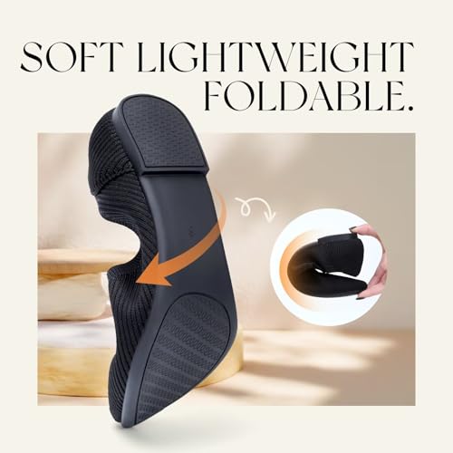 Vipost Women's Ballet Flats Slip On Foldable Knit Dress Shoes Lightweight Breathable Pointed Toe Casual Dressy for Work Office Wedding Travel Comfortable Flats2