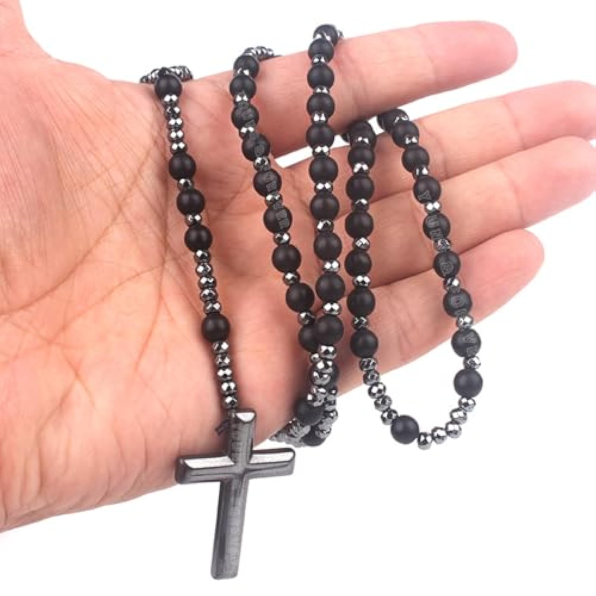 Natural Semi Precious Stone Necklace, Onyx & Matt Onyx