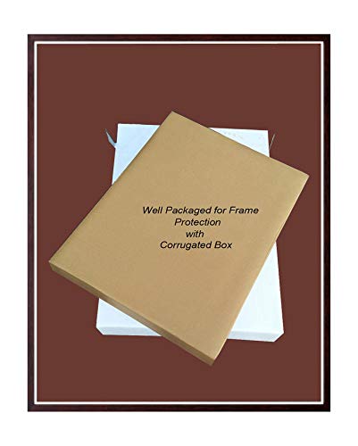 Art n Store: Baba Deep Singh ji with All Ten Sikh Gurus and Golden Temple in Amritsar, HD Printed Wall Decor Picture with Frame for Home, Office, Brown Wood (Small Size - 7 x 9 inches)