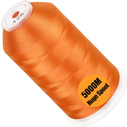 Image of New brothread - Single Huge Spool 5000M Each Polyester Embroidery Machine Thread 40WT for Commercial and Domestic Machines - Pumpkin