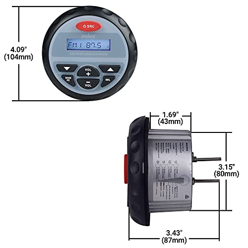 Velex Marine Stereo, In-Dash, Marine Gauge, Bluetooth, Digital Media Mp3 / Wma/Usb/Am/Fm Weather-Proof Marine Stereo, (No Cd Player) #TOP3