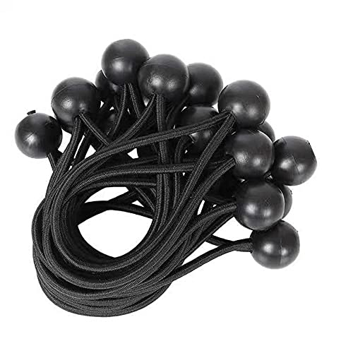 PASBAS 25pc Ball Bungee Cords,Tent Fix Rope,6 Inches, Heavy Duty Bungee Cords for Tiebacks for Curtains ,Camping, Tents, Cargo, Canopy Tent,Tarp (6in)