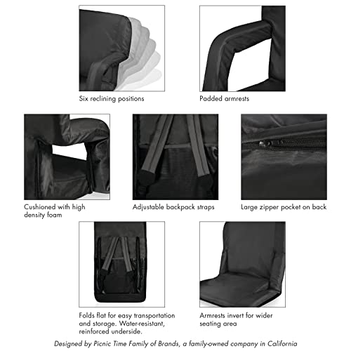 Image of PICNIC TIME Black Seattle Seahawks Ventura Seat Portable Recliner Chair