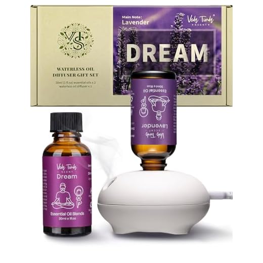 Conjunto de difusores de óleos essenciais sem água VTS com óleos, conjunto de óleo essencial de lavanda para mulheres e casais (3,5 ml de óleo essencial de lavanda e 3,5 ml misturas de óleos essenciais DREAM e difusor portátil)