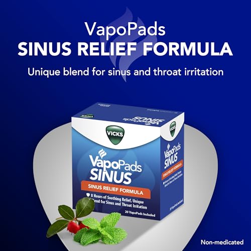 Image of Vicks VapoPads Sinus Relief Formula - Vapor Pads Refill Humidifiers and Steam Inhalers, Scent Pads for Sinus Congestion and Throat Irritation, 40-Pack, Box Color May Vary