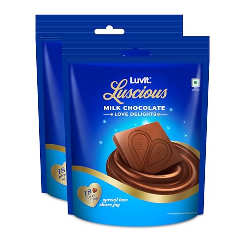 LuvIt. Luscious Love Delights - Heart Shaped Chocolate Bars | A Gift of Love | Valentine's Gift | Pack of 2-162g Each LuvIt. Luscious Love Delights - 