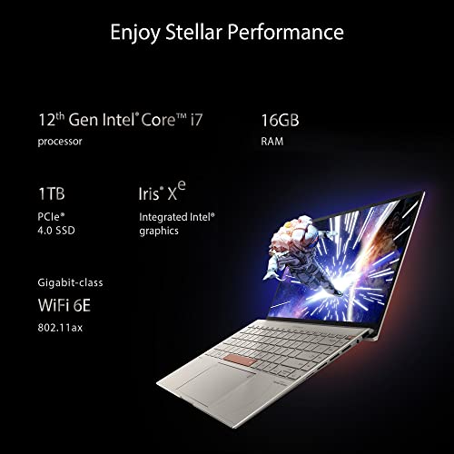 Image of ASUS Zenbook 14X OLED Space Edition, 14 inch (35.56 cms) 2.8K OLED 16:10 90Hz Touch, Core i7-12700H 12th Gen, Thin and Light Laptop (16GB /1TB SSD /Windows 11 /Office 2021 /Titanium /1.4 kg) UX5401ZAS-KN711WS