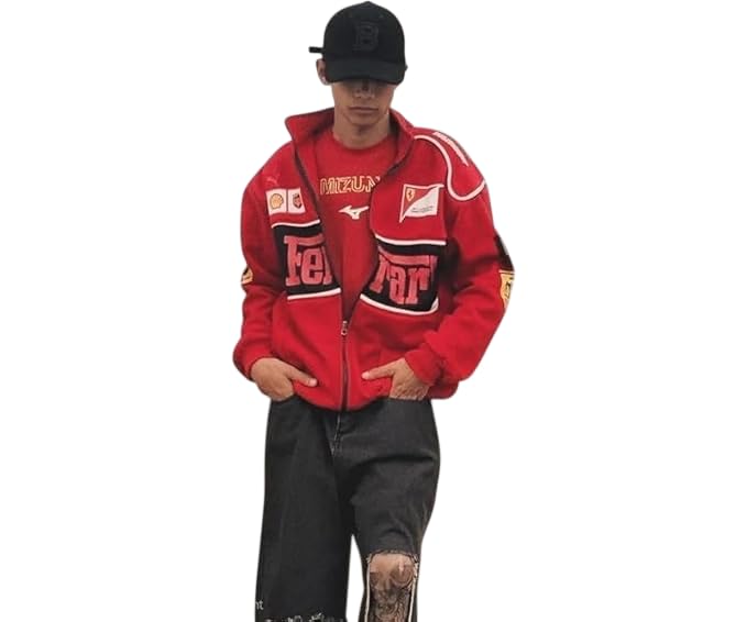 exotix Red F1 Speed Printed Jacket | Motorsport & Streetwear Fusion | Racing Jacket with Patches, Full Zip Hooded Motorsport Style Outerwear-picture-22