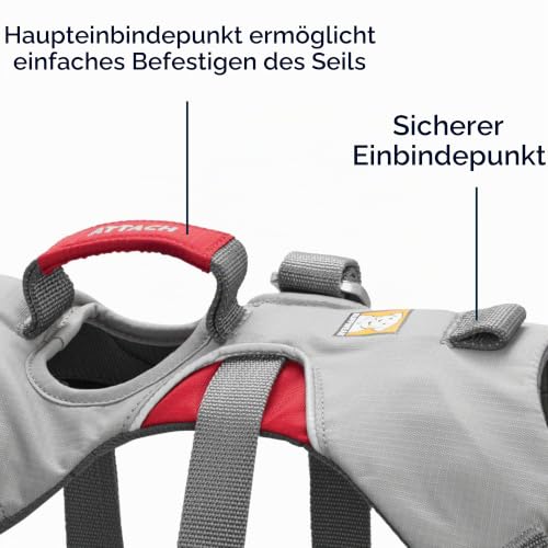 Ruffwear Kletter-Hundegeschirr, Kleine Hunderassen, Größenverstellbar, Größe: S, Grau, Doubleback Geschirr, 30301-045S