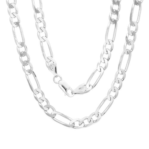 Roberto Martinez Sterling Silver 6 mm Diamond-Cut Figaro Chain, 20 Inch