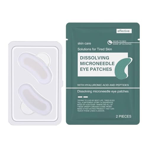 Paquete de 3 parches de microagujas para disolver, parches de aguja, máscara de ojos de microagujas disolventes con ácido hialurónico y péptidos, reduce las arrugas y la hinchazón