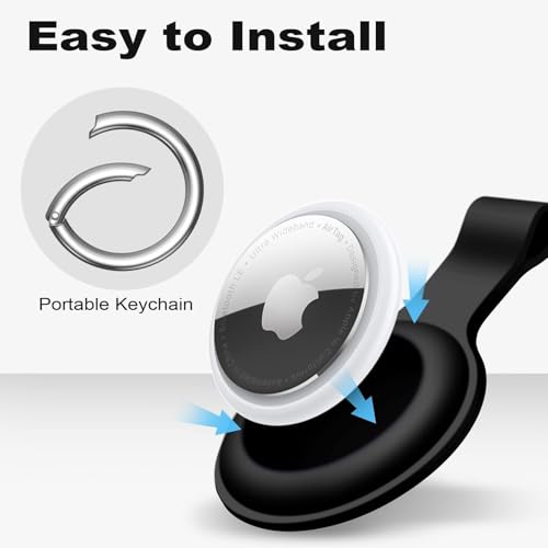 حافظة حماية من لينسانر متوافقة مع ابل اير تاج بتصميم غطاء مصنوعة من الفولاذ غير قابل للصدأ باللون الأسود