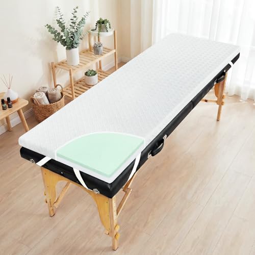 Memory Foam Lash Bed Topper for Massage Table Beauty Salon Esthetician Mattress Toppers Based on 25D High Density Foam Non-Slip Facial Beds Pad with Twill Removable Cover & Elastic Bands-73x24x2inch