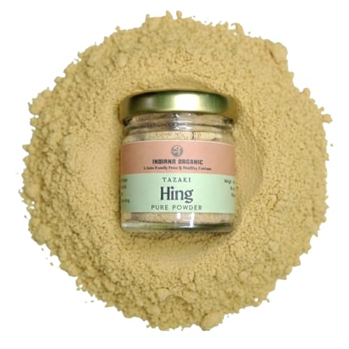 Image of Indiana Organic Pure Hing Powder (Gluten Free) | No Flour, No Additives, No Fillers | asafoetida powder kayam Perungayam | High Potency | Mustard Size Usage -10 gram | Lab tested no wheat flour or maida (10 gram)