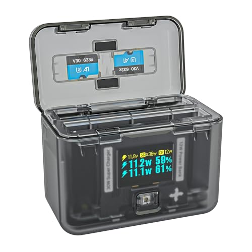 SYMIK Insta 360 X4 Cargador de batería para Insta360 X4, Pantalla OLED de 30 W, Funda de Carga...