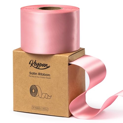 Keypan Pink Wide Satin Ribbon, 2.5 Inches, 25 Yards