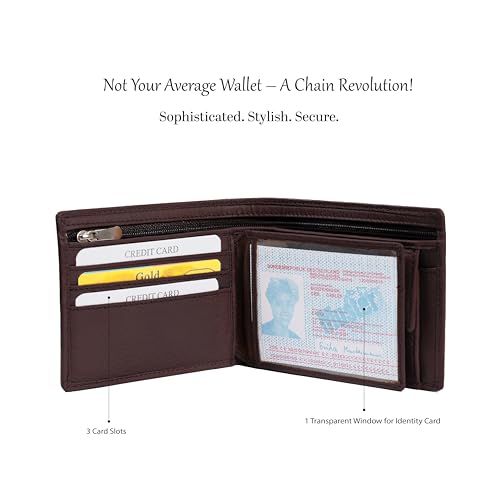 Image of E L Echelon Leathers Genuine Leather Wallet for Men | Slim Bifold Design with Zip Cash Compartment, Coin Pocket & Card Slots