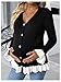 MakeMeChic Women's Maternity Sweater Color Block Bell Sleeve Button Down Ruffle Pregnancy Cardigan Black and White Small