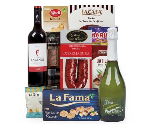 Lote 2: Cesta de Navidad Tradicional con Embutidos Ibéricos y Vinos Seleccionados - Ibéricos a domicilio gourmet