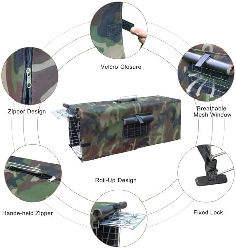Live Animal Trap Cage Cover, Cage Covers for Small Animal Trap Cage, Feral Cat Trap Covers for 1-Door Humane Animal Trap Cage 32" x 10" x 12"(Camouflage, Only Cover)