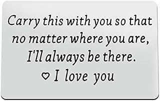 Metal Wallet Insert Card Long Distance Relationship Gift for Boyfriend Husband Him Couple Gift Anniversary Card Gifts for Men Women Birthday Valentines Wedding Deployment Gifts Cards for Couples Men