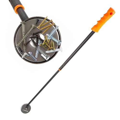 Telescoping Magnetic Pickup Tool - 40-Inch Magnet Stick with 50lb Capacity to Safely Retrieve Nails, Screws, and Metallic Objects by Stalwart (Orange)