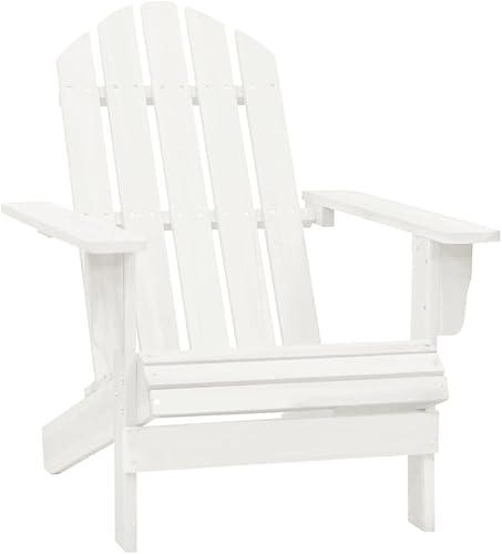Miniatura 5 de Silla Adirondack para patio con mesa de madera de abeto maciza, color blanco, juego de muebles de patio al aire libre, juego de asientos de jardín,