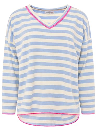 Zwillingsherz Damen V-Neck Sweater mit Streifenmuster Moderner Langarm Pullover mit V-Ausschnitt und zeitlosem Design