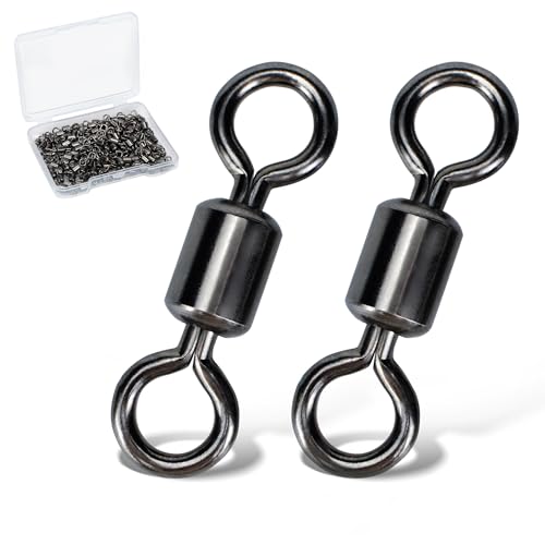 Piscorush Fishing Swivels Rolling Barrel Swivels High Strength Stainless Steel Rolling Swivels Fishing Hook Line Connector Tackle Accessories (Size #5_71lb, Pack of 100)