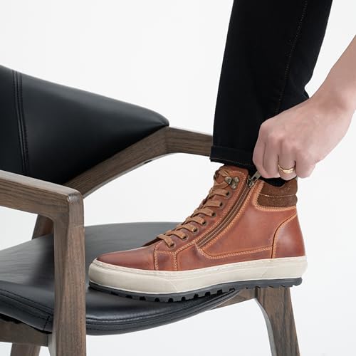 Image of Jousen Mens Casual Shoes Premium Leather Side Zipper High Top Boots Fashion Sneakers for Men