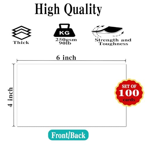 100 Pack 4''x6'' White Blank Cardstock Paper - Card Stock for Printer Postcards, Photo Paper Invitations, Greeting, Note, Thank You, Index Cards - Plain for Writing,Stamping,Printing,Art,DIY Making by KTFNOMES - Used condition - Image 2