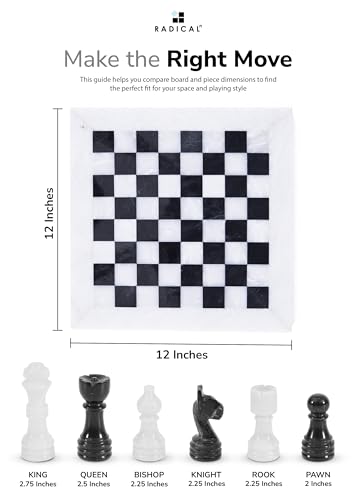 Radicaln Marble Chess Set 12'' Inches White and Black miniatura 6