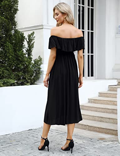 Image of Maternity Dress Women's Off Shoulder Split A Line Casual Maxi Dress Photography Dress for Babyshower